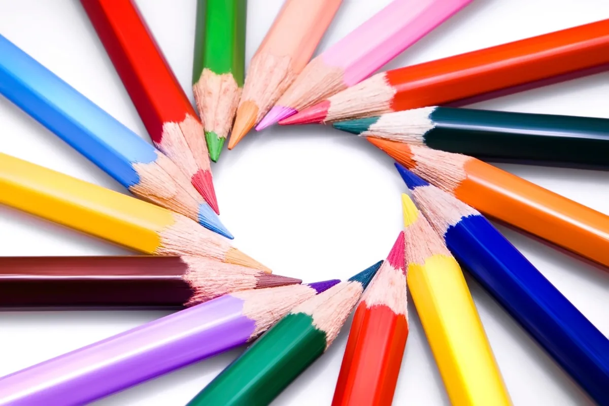 A ring of coloured pencils