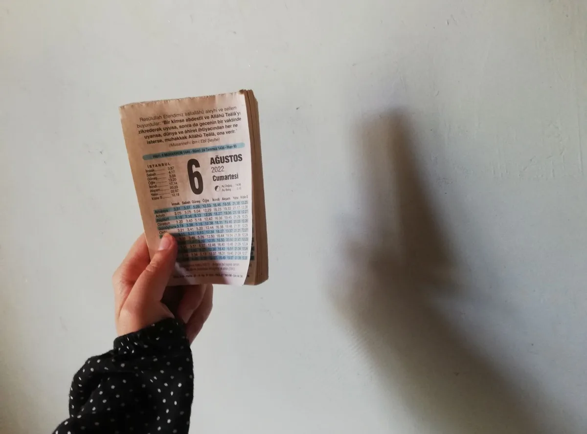 An old calendar page