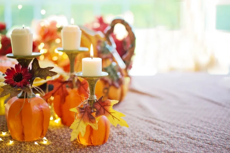 Autumn pumpkins and candles