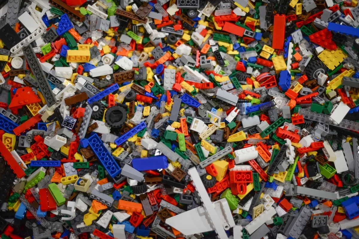 A pile of colourful Lego bricks