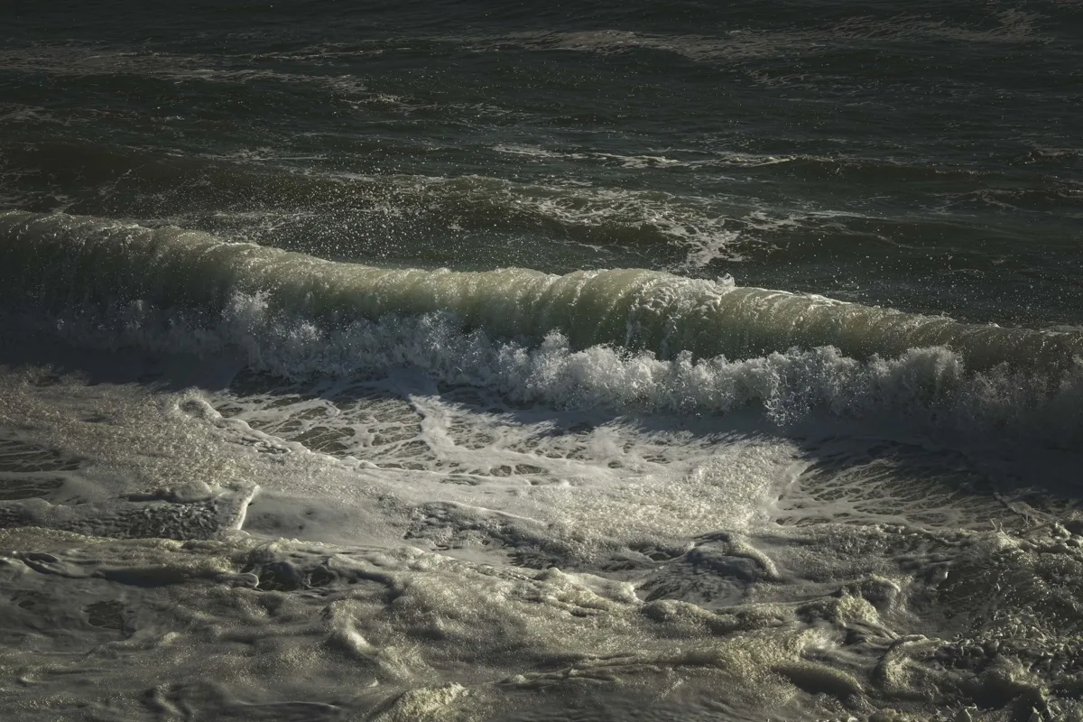 Sea foam on stormy waves