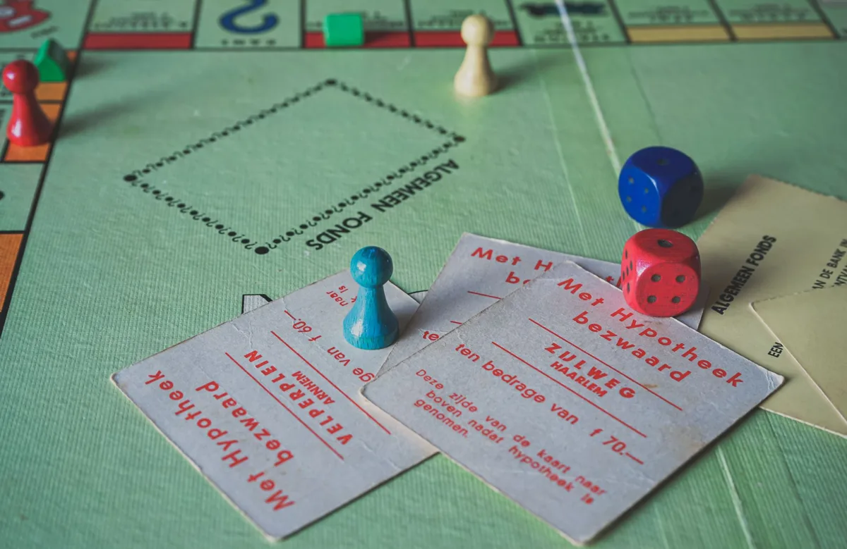 Vintage board-game pieces