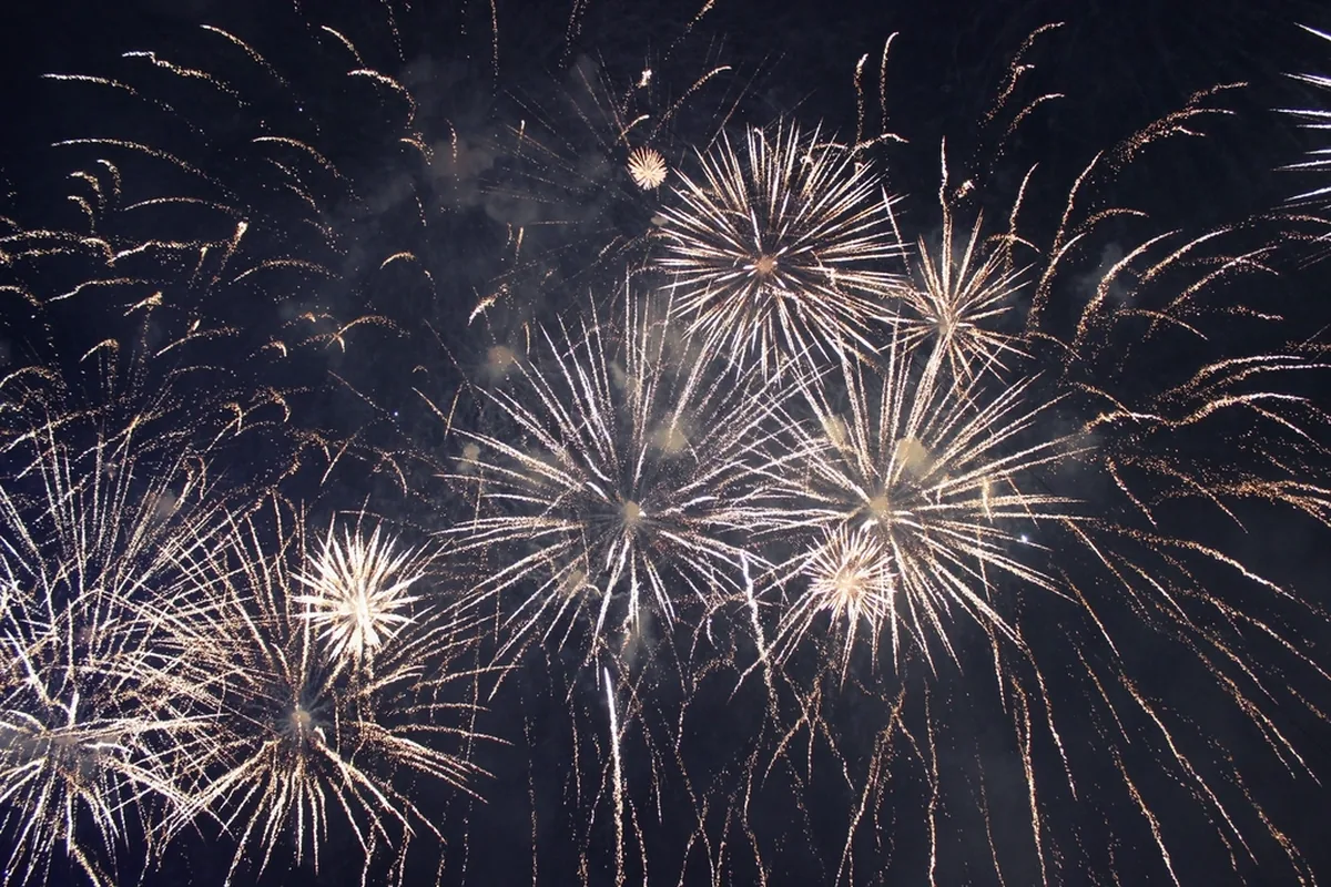 Fireworks over a skyline