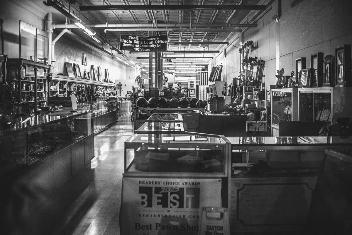 A vintage pawnshop sign