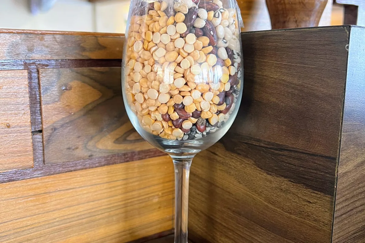 A glass of dried beans