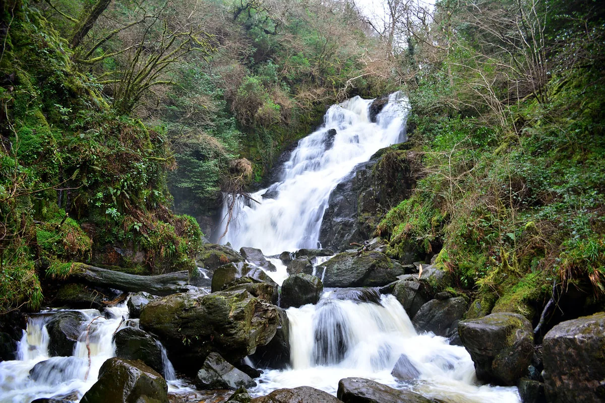 A waterfall in the Irish countryside