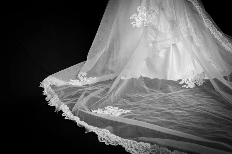 A vintage white wedding dress